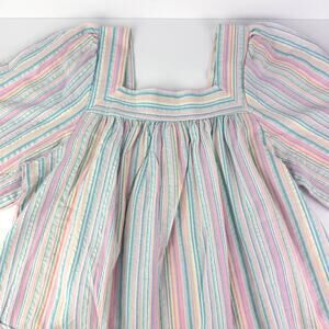 NEW Vermont Country Store Pastel Striped Dress Prairie Muumuu Maxi Cottage S